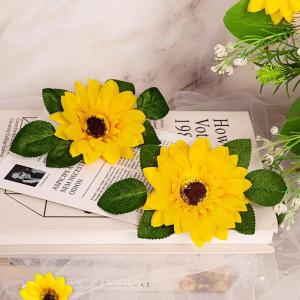Kunstzonnebloemen, 20 stuks, zijden , gele bloemen, herfstbloemen voor bloemstuk, bruiloftsboeket, tafeldecoratie, thuis, tuin, feest, herfstdecoratie