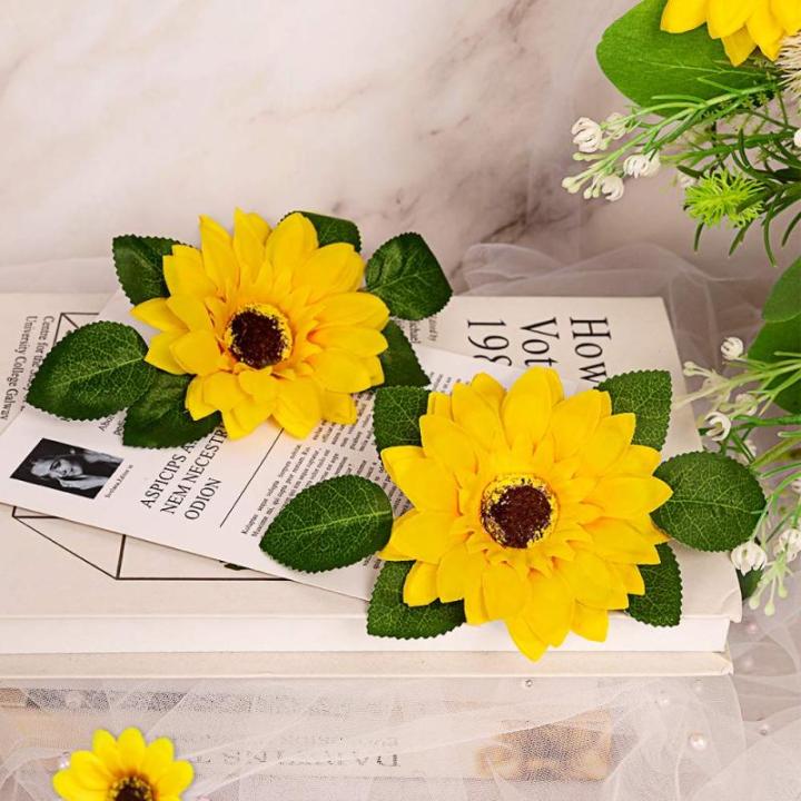 Kunstzonnebloemen, 20 stuks, zijden , gele bloemen, herfstbloemen voor bloemstuk, bruiloftsboeket, tafeldecoratie, thuis, tuin, feest, herfstdecoratie