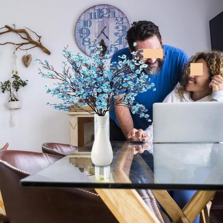 Künstliches Blumenarrangement,Künstlicher Blumens Baby Breath Seide mit langen hohen Stiel Europäische Kunst Dekor gefälschte Blumen natürliche Gypsophila Zweige(Blue)