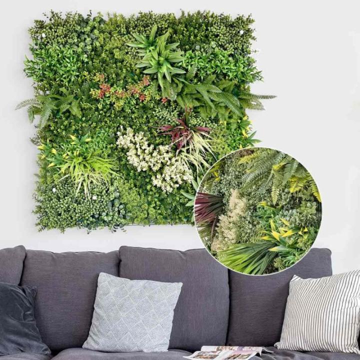 wand, zomerweide, 100 x 100 cm, groening, voor binnen en buiten, uv-bestendig, onderhoudsvriendelijk en duurzaam, verticale tuin voor een feel-good sfeer en een fris