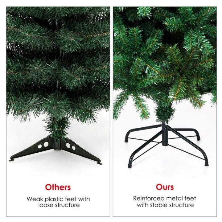 Künstlicher 4 5 6 7 8 Fuß großer Weihnachtsbaum, hochwertiger unbeleuchteter Weihnachtsbaum mit Scharnier und Metallständer, einfache Montage, für drinnen und draußen, 240 cm