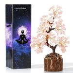 Rozenkwarts steen boom edelstenen kristal boom kristallen roze decoratieve steen grote levensboom geldboom kristal geluksbrenger boom esoterisch geschenken veel geluk