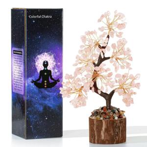 Rozenkwarts steen boom edelstenen kristal boom kristallen roze decoratieve steen grote levensboom geldboom kristal geluksbrenger boom esoterisch geschenken veel geluk