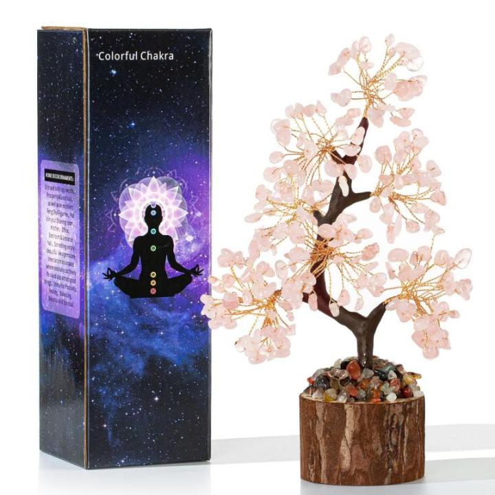 Rozenkwarts steen boom edelstenen kristal boom kristallen roze decoratieve steen grote levensboom geldboom kristal geluksbrenger boom esoterisch geschenken veel geluk