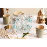 - 44-delige set - ballen - sterren - kerstversiering - turquoise, zilver, wit - ca. 3cm