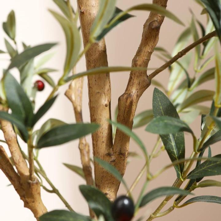 Olijfboom, , 180 cm, grote kunstboom, groen, kunstplant met vruchten in pot, voor binnen en buiten, thuis, slaapkamer, kantoor, tuindecoratie (1 stuks)
