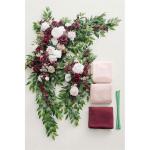 Künstliche Hochzeitsbogenblumen (5er-Pack) mit 2 Blumengirlanden und 3 durchscheinenden Gaze-Drapierstoffen für Hochzeitsfeier, Kaminsims, Tischläufer, Heimdekoration, 5