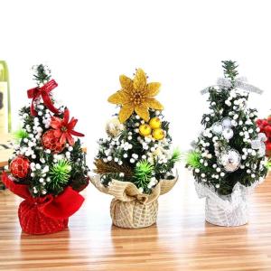 Künstlicher Mini-Weihnachtsbaum mit Ornamenten, kleiner Tannenbaum, Mini-Desktop-Weihnachtsbäume für Weihnachten, Zuhause, Büro, Dekoration (7#)