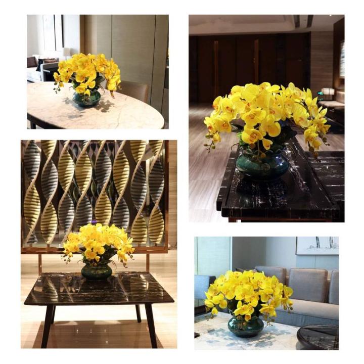 Kunstblumen Echte Seidenorchideen, künstliche Blumen mit Blumentöpfen, künstliche Phalaenopsis-Blumen, Dekoration mit Blättern im Topf für jeden Anlass