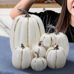 Herbstkürbisse, 7 Stück Künstliche Kürbisse, Schaumstoff, Herbstkürbis für Ernte, Herbs_t, Tisch, Zuhause, Garten, Erntedankfest, Halloween, Party-Dekoration