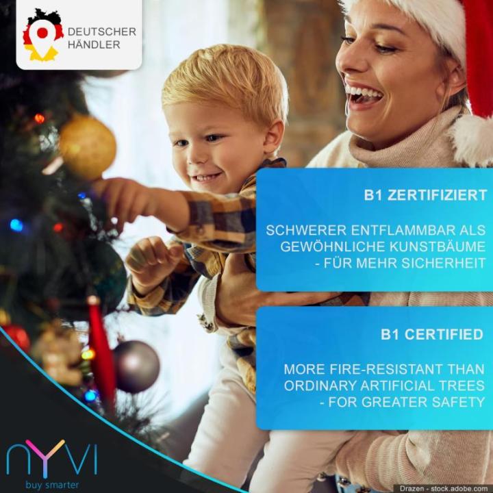 Kerstboom -Xmas Premium 120 cm met LED Fairy Lights - Kunstmatige volledig PE dennenboom van 100% spuitgegoten - bedrieglijk echte kunstboom - B1 moeilijk ontvlambaar