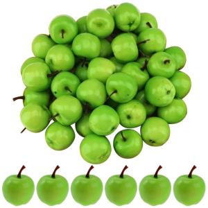 Kunstappels, 100 stuks plastic appels, 3 x 3 cm, levensechte rode mini-appels, doe-het-zelf nep fruit voor thuis, tafel, feest, kerstboomdecoratie, groene plastic appels