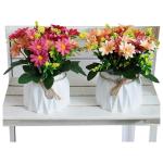 Falsche Blumen, Realistische Blumenarrangements, Künstliche Gänseblümchen in Vase, fühlt Sich echt an, gefälschte Gänseblümchen, Kunstseide, Pflanzenarrangements(Champagne)