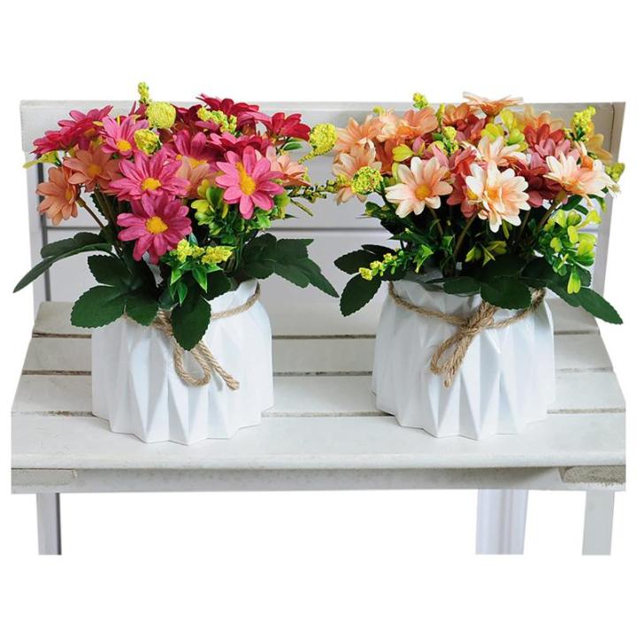 Falsche Blumen, Realistische Blumenarrangements, Künstliche Gänseblümchen in Vase, fühlt Sich echt an, gefälschte Gänseblümchen, Kunstseide, Pflanzenarrangements(Champagne)