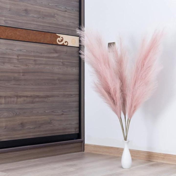 5 stks Kunstbloemen, Pampas Gras Larg Ascendant Gras Nep Bloemen Gras voor Bruiloft Boeketten Home Party Hotel Centerpieces Decoraties, Roze