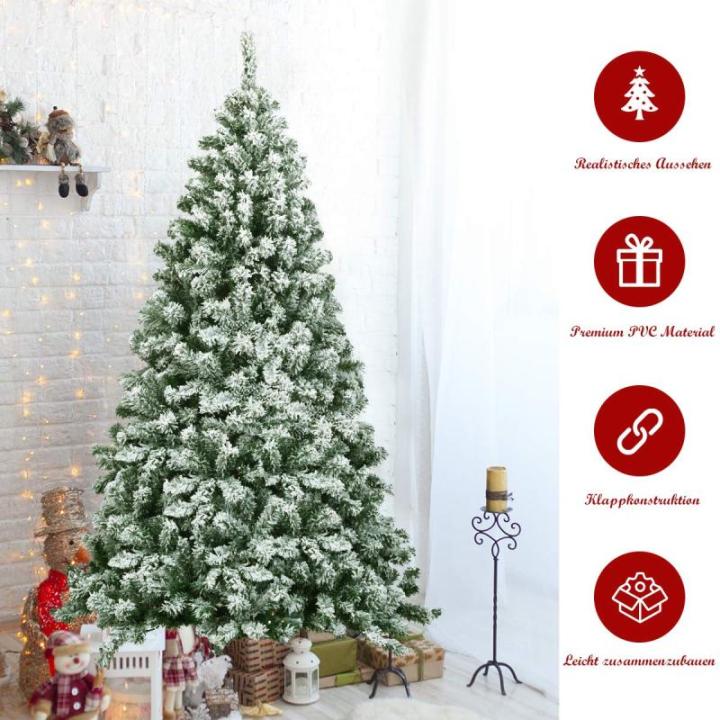 Kunstkerstboom met sneeuw, 135/180/225 cm, kerstboom met metalen standaard, kerstboom 400/928/1346 takken, pvc, kunstboom, kerstklapsysteem voor thuis, kantoor, winkels (180 cm)