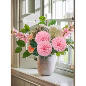 10 cm grote kunstbloem hortensia met 63 cm lange steel, 6 stuks roze kunstmatige hortensia bloemen, kunststof bloemen hortensia voor woondecoratie, kantoor, tuin party deco, bruilo