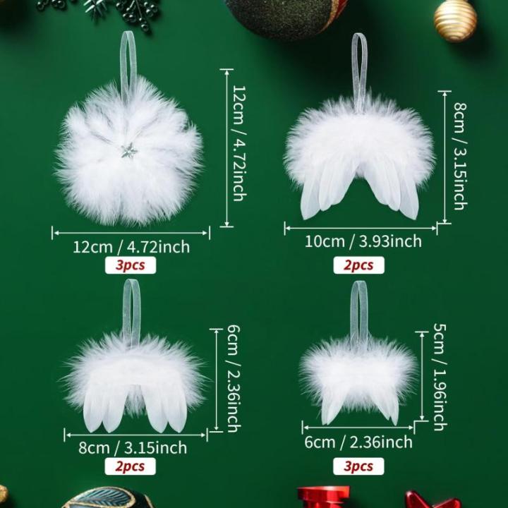 10 stuks Kerstmis engelenvleugels veren kerstboomversiering witte kerstboom decoratie veren vleugels hanger ornament voor doe-het-zelf handwerk