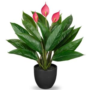 Kunstplant als echte kunstplant, decoratieve plant Calathea, struikachtig met 22 bladeren in kunststof pot, kamerplant, hoogte 43 cm, groen