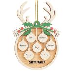 Gepersonaliseerde kersthangers met 7 namen - 2023 houten kerstboomversiering gepersonaliseerde familie, partner huisdier en vrienden