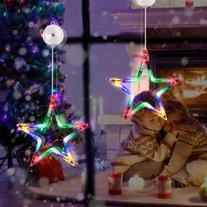 Kerstverlichting - 10 LED-lichtgordijnen, op batterijen werkende kerstverlichting, kleurrijk, timer, decoratieve kerstverlichting voor kerstboom, raam, deur, bruiloft, bar (2 stuks