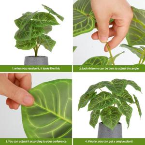 Kunstgroene plant in pot, kunstmatige vetplanten, planten in pot, 35 cm grote groene kunstmatige plant, kunstbladeren, voor thuis, bureau, woonkamer, decoratie