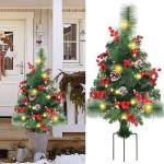 Holiday Planter Filler, Artificial Christmas Urn Filler, Faux Christmas Flowers for Outdoor Planters, Lighted Artificial Christmas Pre-lit Decorations with Tripod Stake, Pot Filler