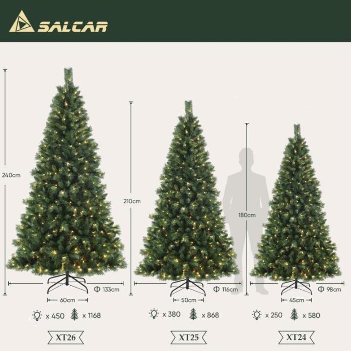 Nordmann Kunstkerstboom, 240 cm, met verlichting, warm en RGB led-lichtsnoer, 9 modi en afstandsbediening