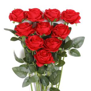 10 stuks kunstzijden rozen bloemen bruiloft boeketten (rood)