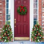Holiday Planter Filler, Artificial Christmas Urn Filler, Faux Christmas Flowers for Outdoor Planters, Lighted Artificial Christmas Pre-lit Decorations with Tripod Stake, Pot Filler