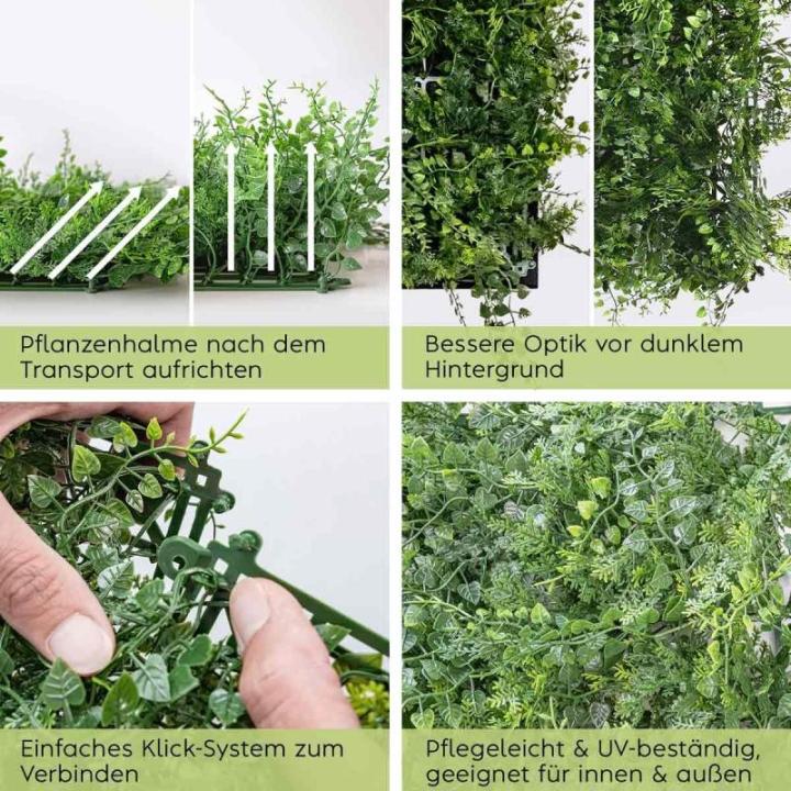 wand, bosgroen, set van 3, elk 50 x 50 cm, groen voor binnen en buiten, uv-bestendig, onderhoudsvriendelijk en duurzaam, verticale tuin voor een feel-good sfeer en