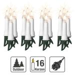 Lichtketting kaarsen kerstboom, kaarsen lichtketting buiten met clip, 16 lampen, verlichte lengte 675 cm, afstand 45 cm, schacht wit, voedingskabel 1,5 m, voor buiten met stekker 6