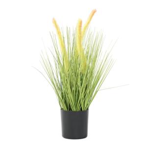 Kunstgras, kunstgras, decoogras, kunstplant, kamerplant, groene plant, kunstmatige plant, decoratie, in zwarte pot, zeer realistisch, groen (46 cm - artikelen. MN-KP-2224)
