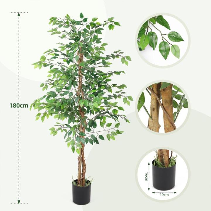 Kunstplant berkenvijg 180 cm Ficus Benjamini echt uitziend voor Balon slaapkamer kantoor tuin bruiloft party deco