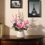 Kunstblumen Europäisches Seidenblumenarrangement in Einer Keramikvase – künstliche Blumendekoration für das Wohnzimmer, künstliches Blumenarrangement für jeden Anlass