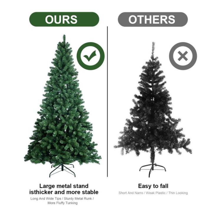 7,5 Fuß künstlicher Weihnachtsbaum mit 1480 PVC-Zweigen, Stabiler Metallständer, schneller Aufbau, automatisches Spreiz- und Schließdesign für einfache Weihnachtsdekoration (1