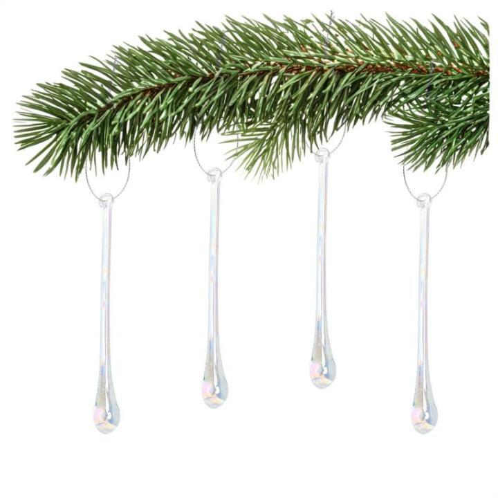 6x Kerstboom ijsdruppels - Kerstboomversiering voor de kerstboom - Kerstboomversiering (6x ijsdruppels - 1 maat)