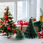 Kerstboom van papier, kerstboom van papier knutselen, model-kerstboomdecoratie van papier, meerlaagse split, kerstversiering voor tafeldecoratie