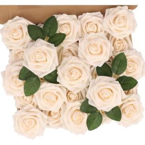 Kunstbloemen, 50 stuks, kunstbloemen, schuimrozen voor doe-het-zelf bruiloft, bruidsboeket, baby, douche, feest, taart, wanddecoratie, crème