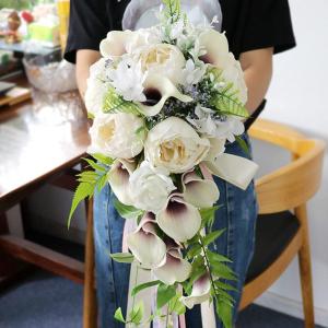 Hochzeit Brautstrauß Künstlicher Wasserfall Callalily Langes Band Mit Blume