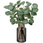 35 cm kunstmatige eucalyptus-takken met zwarte glazen vaas, eucalyptus-kunststof plant, eucalyptus, , realistische eucalyptus, decoratie, zilverdollar voor bruiloft, tafeldecoratie