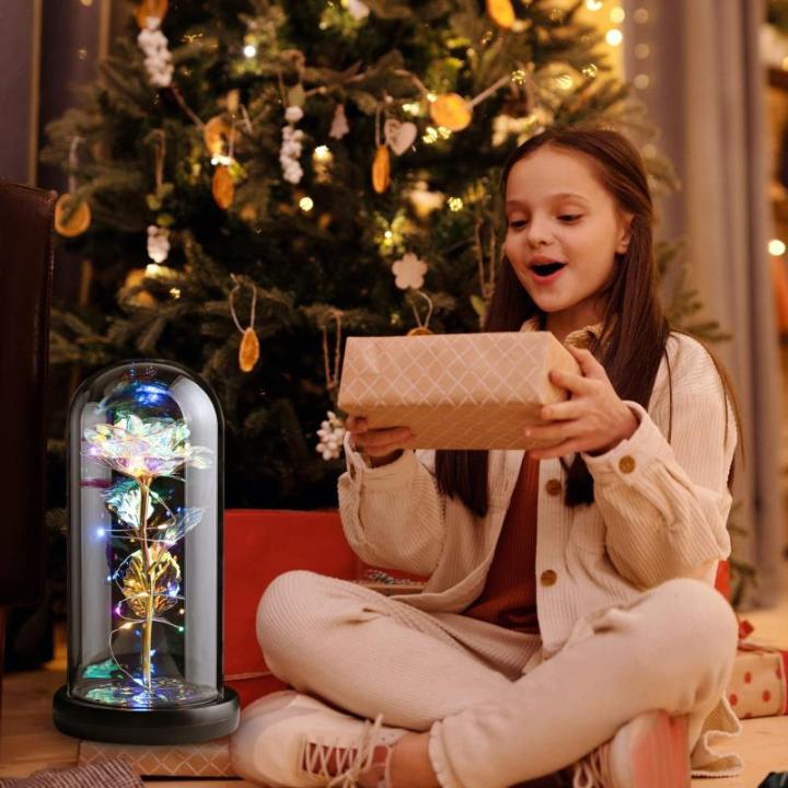 Rozencadeaus voor vrouwen, moeders, vrouwen, kleurrijke kunstroos, cadeau voor vrouwen, altijd in glazen koepel voor verjaardag, Kerstmis, Moederdag, decoraties (wit)