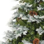 Künstlicher Weihnachtsbaum mit LED Beleuchtung Weihnachtsbaum mit Schnee mit Tannenzapfen Grün und Weiß PVC 225 x 120 cm