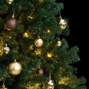 Christbaum Beleuchtet Tannenbaum Kunstbaum mit 8 Beleuchtungsmodi,Weihnachtsdeko Dekobaum Künstlicher Weihnachtsbaum Klappbar 300 LEDs & Kugeln 180 cm