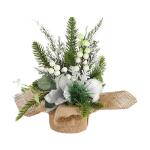 Mini-kunstkerstboom, 30 cm, met bessen, sneeuwbedekte kerstversiering voor zelfgemaakte tafel-kerstdecoraties, wit