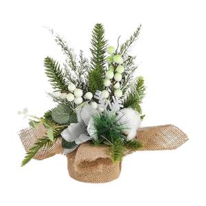 Mini-kunstkerstboom, 30 cm, met bessen, sneeuwbedekte kerstversiering voor zelfgemaakte tafel-kerstdecoraties, wit