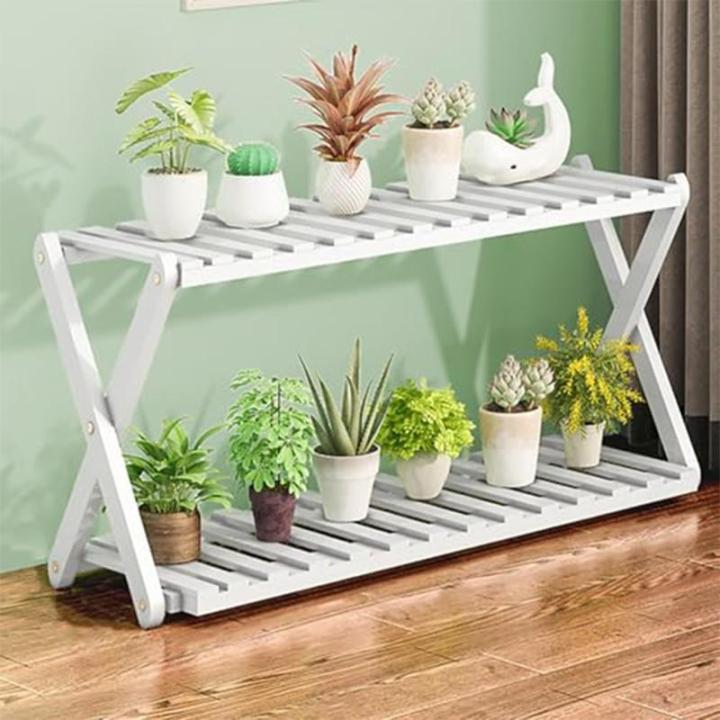 Blumenständer Mit 2 Ebenen, Blumentopfständer, Pflanzenleiter Für Draußen, Mehrstufiger Pflanzenständer Für Zuhause, Terrasse, Rasen, Garten, Balkon (C,47x25x50cm)