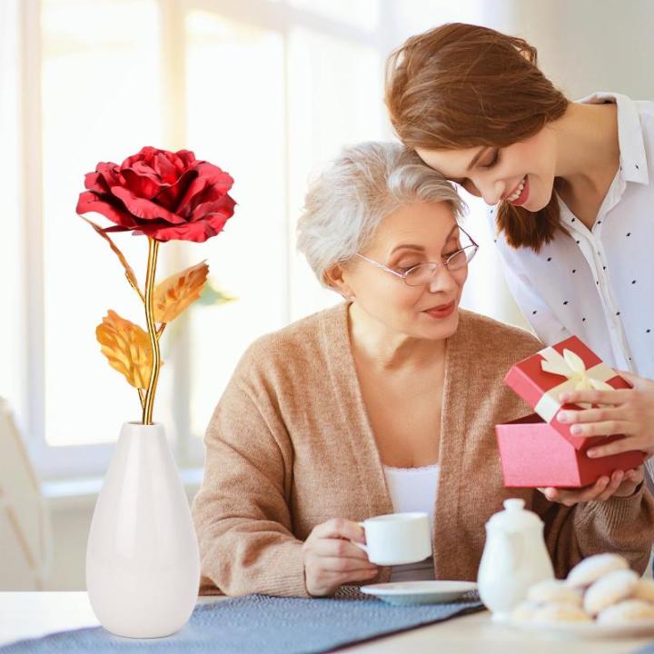 Cadeaus voor vrouwen, kleine Galaxy rode roos bloem met vaas, kerstman cadeaus voor mama, jou, vriendin, vrouwen, cadeau voor Kerstmis, verjaardag, Valentijnsdag