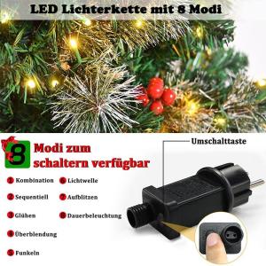 Kunstkerstboom met verlichting, 120 cm, kunstdennenboom, edelspar, snelle montage, incl. kerstboomstandaard, voor kerstdecoratie, herbruikbaar (PVC LED dennenboom)