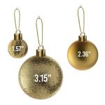 gouden kerstbalornamenten voor kerstversiering - 36 stuks kerstboom onbreekbare ornamenten met ophanglus voor vakantie- en feestdecoratie (combo van 6 stijlen in 3 maten)